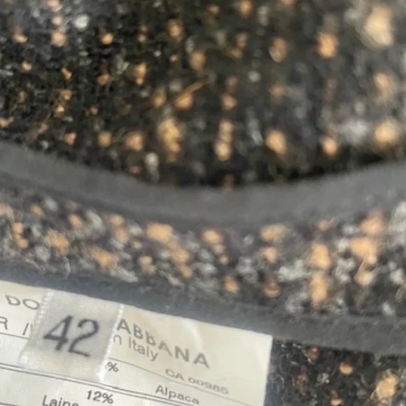 VINTAGE Dolce & Gabbana Tweed Wool Coat Fur Collar Made in Italy Size 42  US 6/8 - Picture 9 of 13